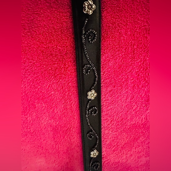 Brighton Black Leather Belt with Silver Floral Studs 36” XL - Picture 4 of 8